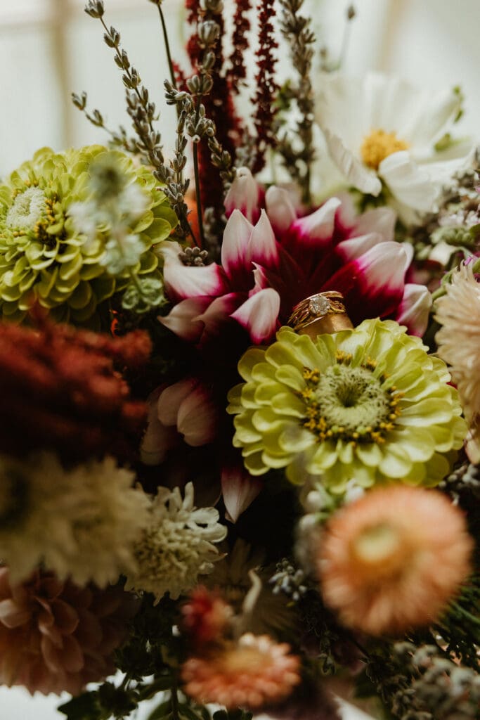 Detail photos with floral arrangemenet at Whitney's Inn in Jackson NH