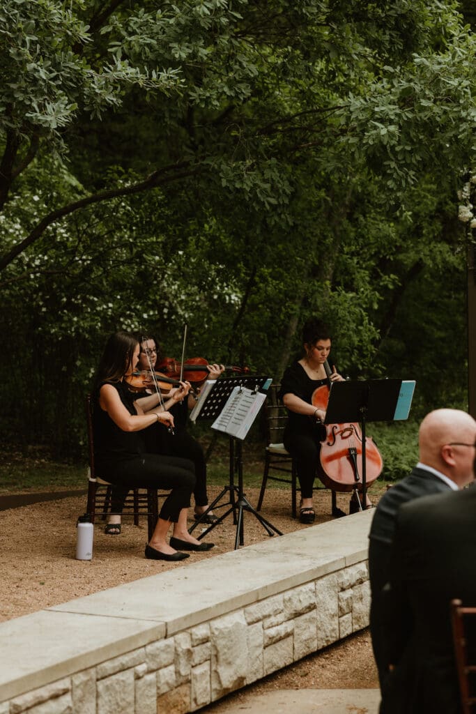 Ceremony music at The Umlauf Sculpture garden in Austin, Texas