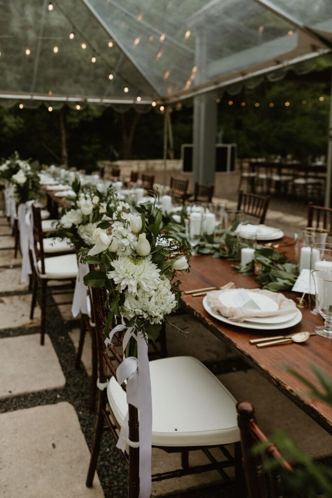 Lush wedding decor at the Umlauf wedding venue in Austin