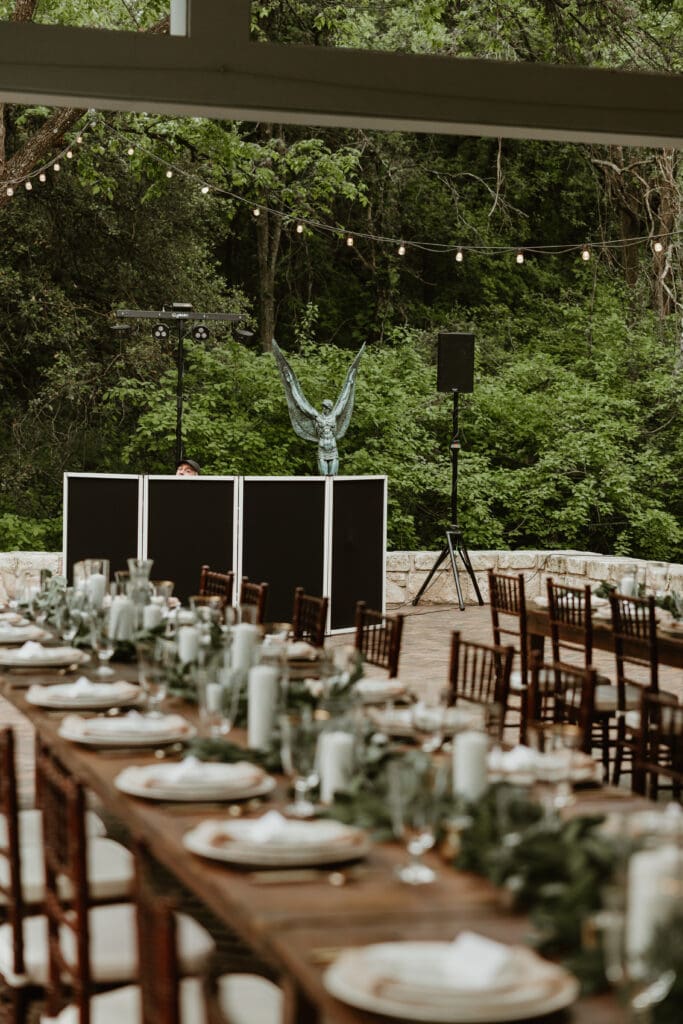 The Umlauf Sculpture garden wedding decor in Austin, Texas