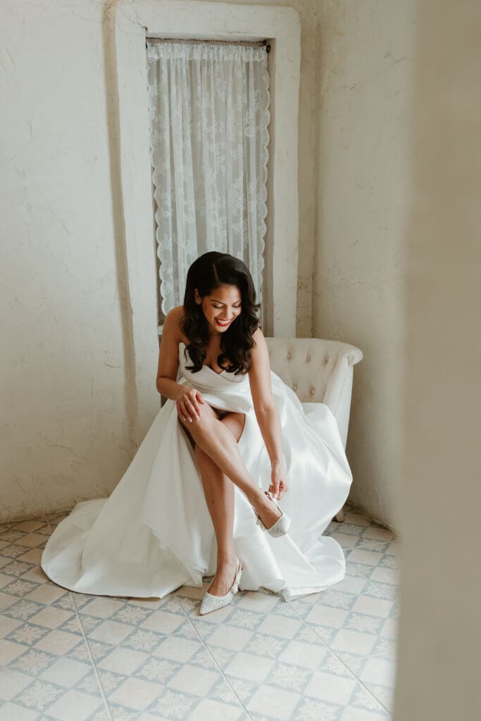 Editorial style portraits of stunning bride at Villa Antonia.