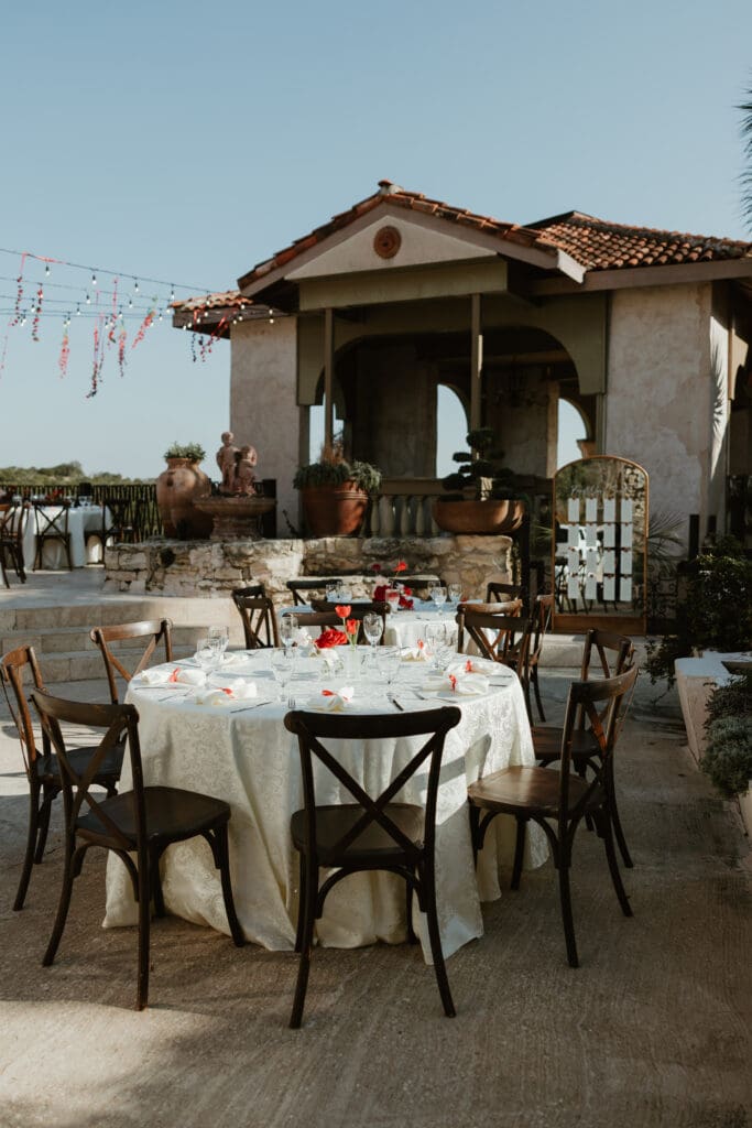Wedding reception details at Villa Antonia in Austin, Texas. 