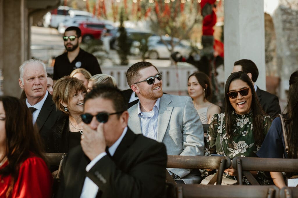 Candid moments of guests on Villa Antonia courtyard.