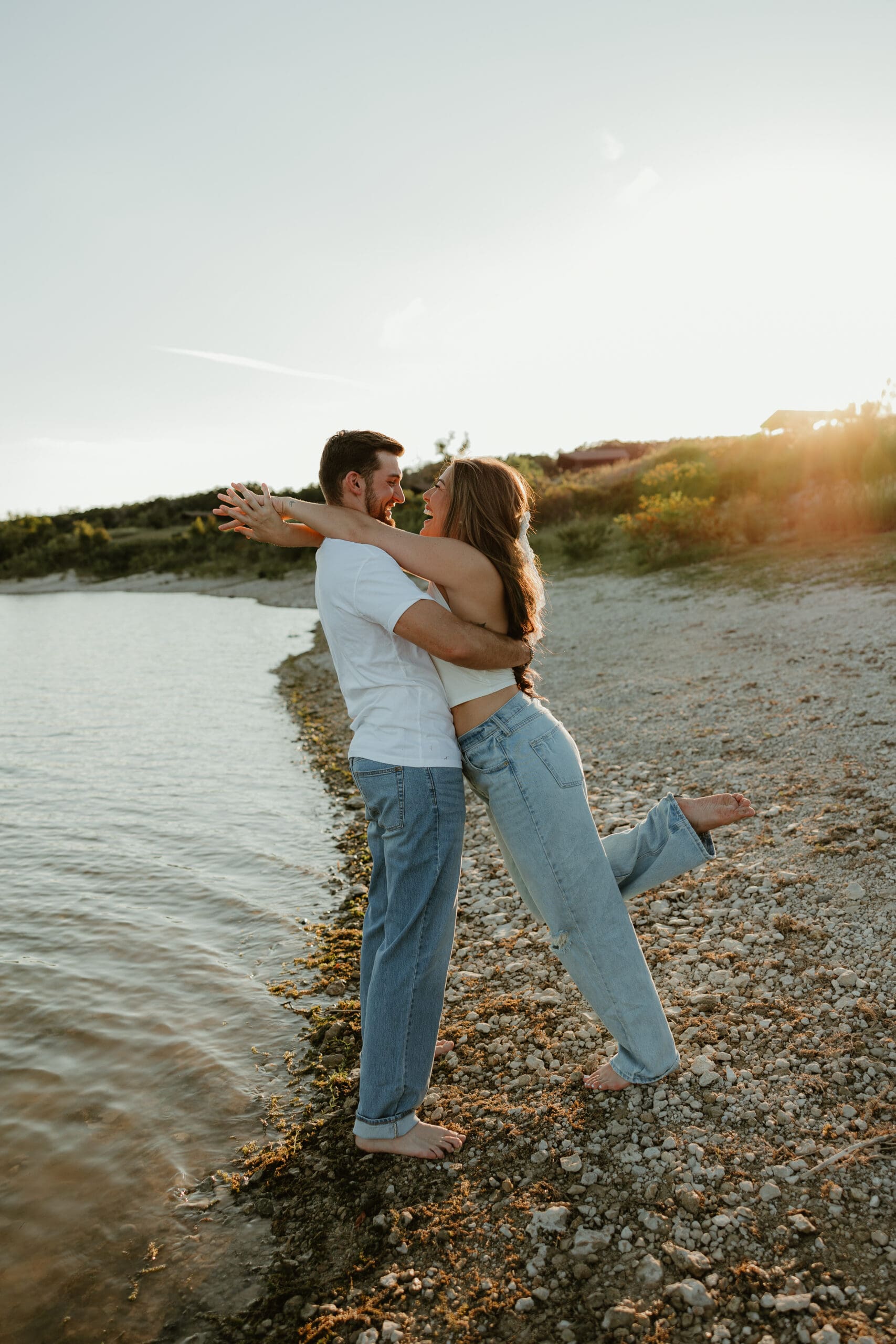 Fun and flirty couple at Lake Georgetown