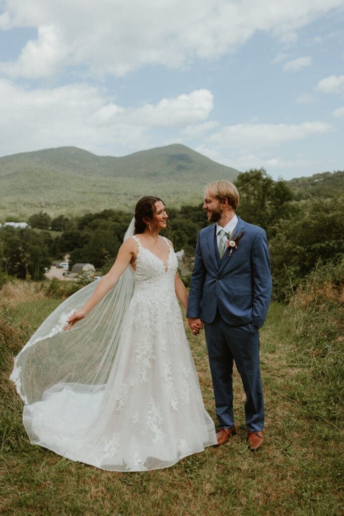 New Hampshire White Mountains couples portraits with stunning views captured by New England Wedding Photographer.